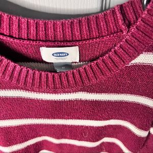 Women's Old Navy Pink & White Striped Sweater — Medium